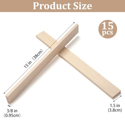 Wood Strips Trim Slats for Crafts (15 Count)