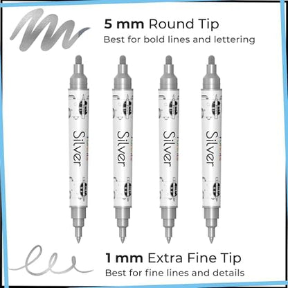 4 Metallic Silver Paint Pen