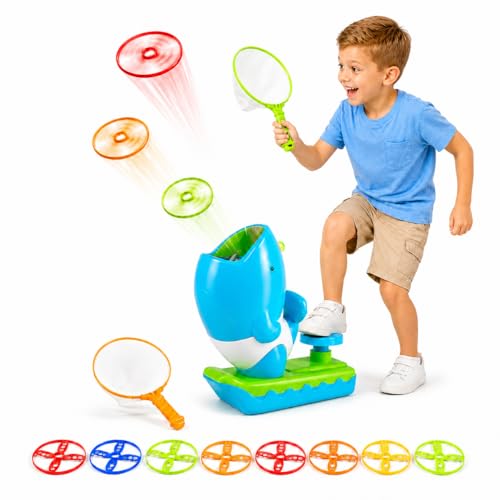 12 PCS Flying Disc Launcher Outdoor Indoor Game Toys Gifts for 3 4 5 6 7 Year Old Boys Kids (15 Count)