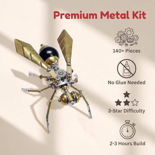 3D Metal Puzzle Model Mechanical Kits for Adults Teens Steampunk Hornet Insect 140+ Parts 2 (100 Count)