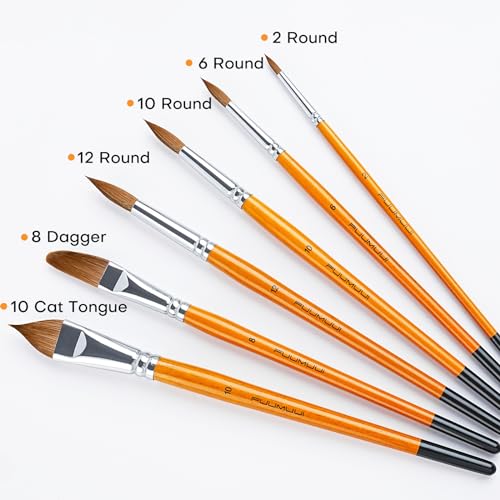 Sable Watercolor Brushes Kolinsky Watercolor Paint Brushes for Artists Professional 6pcs (6 Count)