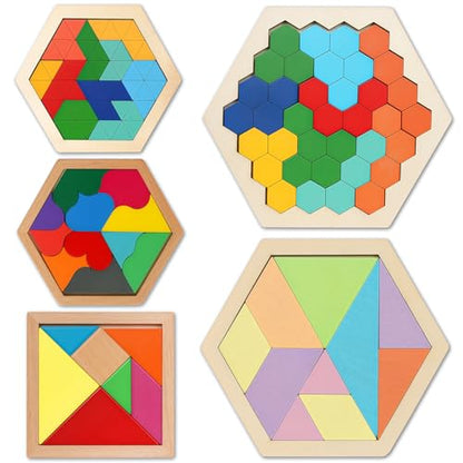 5 Pack Wooden Puzzle Set