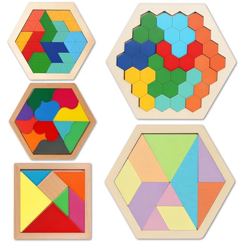 5 Pack Wooden Puzzle Set