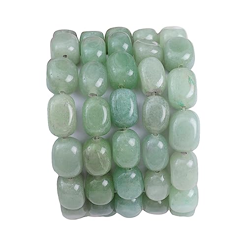 Natural Light Green Aventurine Cuboid Stone Loose Semi Gemstone Beads for Jewelry Making 8mmx12mm 38cm (33 Count)