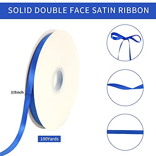 100yds 3 8 Inch Royal Blue Satin Ribbon for Craft Gifts Wrapping