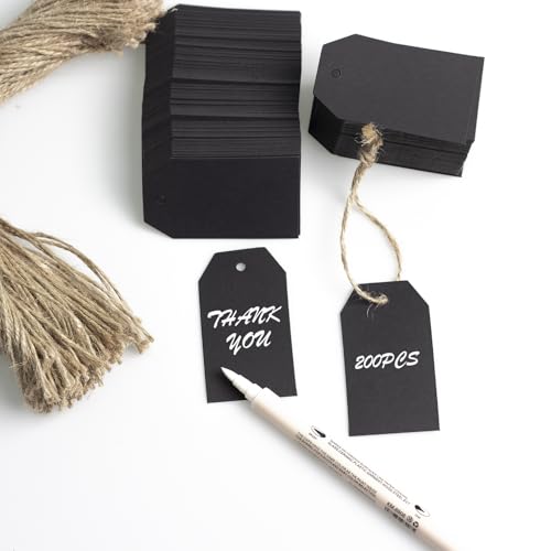 200PCS Paper Gift Tags with Free 200PCS Black Cotton Strings (200 Count)