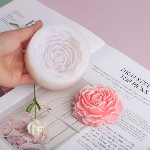 2 Pcs Peony Rose Flower Candle Silicone Molds for Candle Making