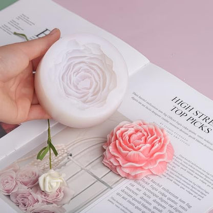 2 Pcs Peony Rose Flower Candle Silicone Molds for Candle Making
