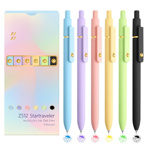 6 Pcs Color Pens for Journaling 0.5mm Fine Point Colored Gel Ink Pen (6 Count)