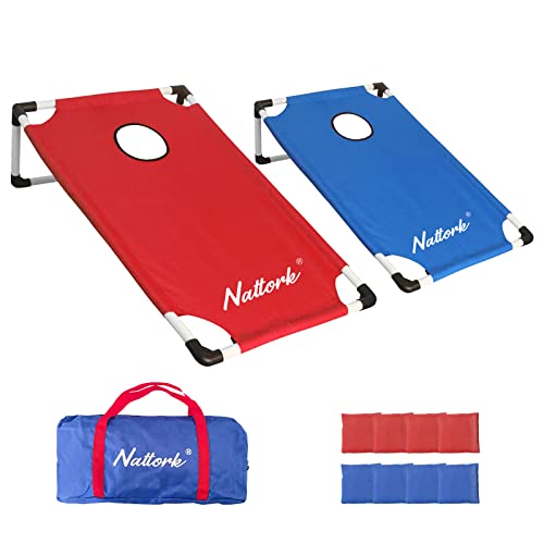 Portable Cornhole Set 3'x2' PVC Framed Cornhole Toss Game Set with 8 Bean Bags and Travel Carrying Case for Yard Outdoor Game Events