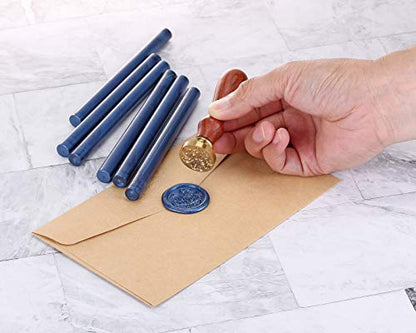 15Pcs Metallic Blue Glue Gun Sealing Wax Sticks for Wax Seal Stamp (15 Count)