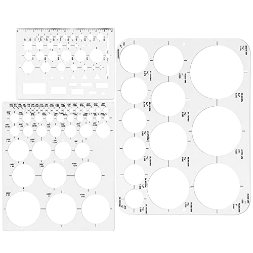 Circle Template Circle Round Stencil Templates for Drafting for Office and School Building Formwork Drawings Templates (3 Count)