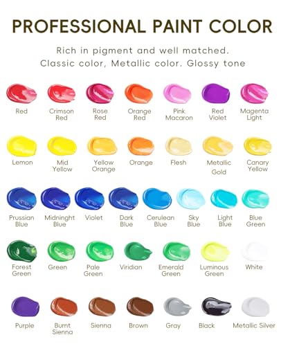 36 Colors Acrylic Paint Set (72 Fl Oz)