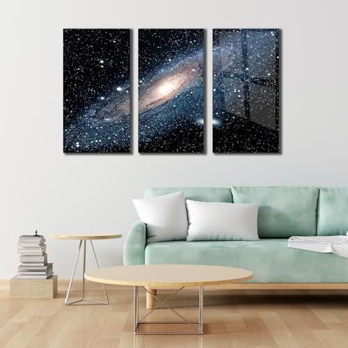 Andromeda Space Galaxy Glass Wall Art Painting for Living Room