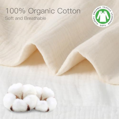 Organic Crib Sheets Fitted Crib Mattress Sheet 2 Pack 52x28 Inches 100% Muslin Cotton for Baby Girls & Boys (2 Count)