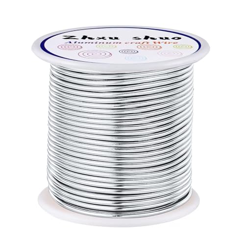 12 Gauge(2mm) Aluminum Wire 35 Yards Anodized Metal Wire for Bonsai Armature Crafting Sculpting Jewelry Craft Making Beading Floral (Silver, 12 Gauge) (105 Foot)