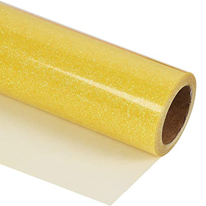 Heat Transfer Vinyl Glow Gold Glitter HTV Rolls