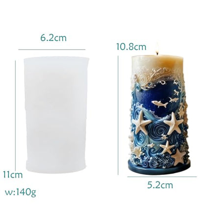 Starfish Shell Cylindrical Candle Mold