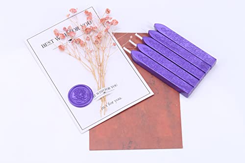 5Pcs Purple Sealing Wax Sticks with Wicks for Wax Seal Stamp (5 Count)