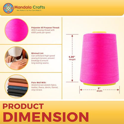 40S 2 Neon Pink Polyester 4 Pack of Serger Threads Cones