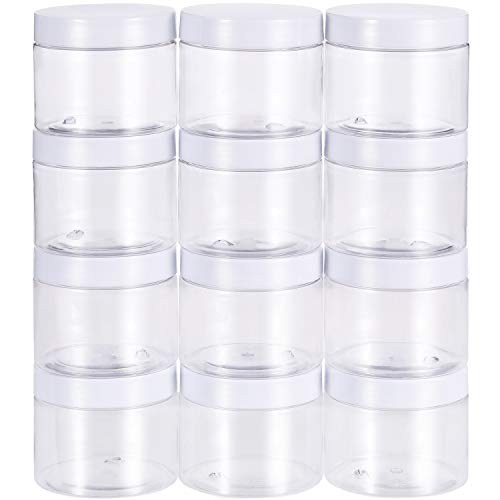 12 Pack 7 oz Plastic Container Jars with Lids Round Clear Travel Cosmetic Container Slime Jars for Toiletries (84 Count)