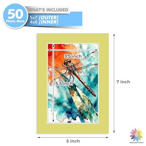 Mat Board Center 50 Pack 5x7 Picture Mat for 4x6 Photo Mixed Color