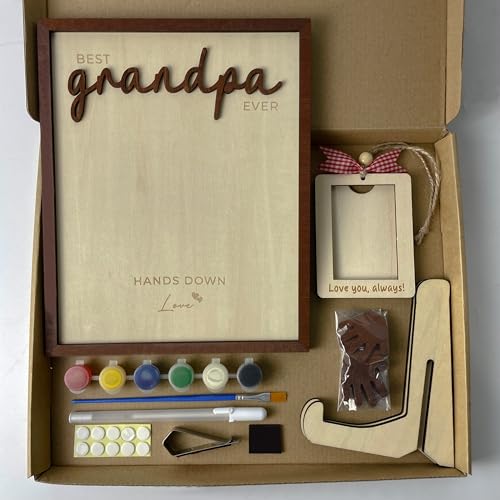 10" Hands Down Best Grandpa Ever DIY Handprint Kids Gifts Frame with Paints