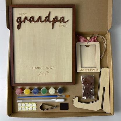 10" Hands Down Best Grandpa Ever DIY Handprint Kids Gifts Frame with Paints