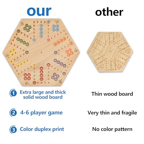 Large 20 inches Wood Wahoo Marble Board Game 2 Sided Game 2