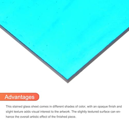 2 Pcs Stained Glass Sheet Mosaic Tile 7.9 Inch x 5.9 Inch Blue Stained Glass Sheets for Crafts DIY Art Project