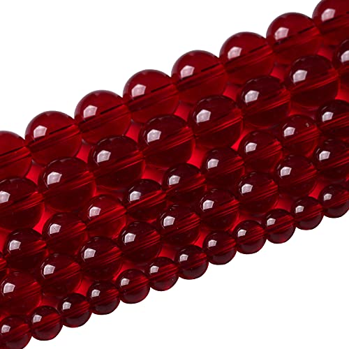 Smooth Garnet Red Glass Crystal Round Loose BeadsFor Jewelry Making DIY Bracelet Necklace Accessories 4mm 91pcs 15" Strand (16 Count)