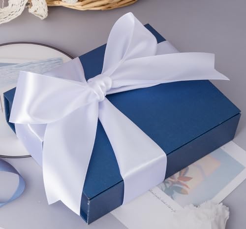 2 Inch White Solid Satin Ribbon for Gift Wrapping