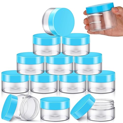 12 Pack 6 oz Plastic Container Jars with Lids Round Clear Travel Cosmetic Container Slime Jars for Toiletries (12 Count)