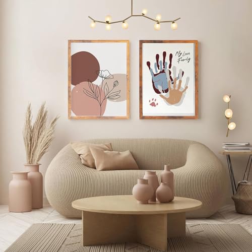 Family Handprint Kit DIY Craft Keepsake Wooden Frame Non Toxic Paints Transparent Sheets Perfect for Handprints Prints and Footprints Endless Present Set for New Parents and Family Memories