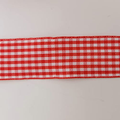 1 Inch Red and White Woven Edge Gingham Ribbon 25 Yards Each Roll 100% Polyester (75 Foot)