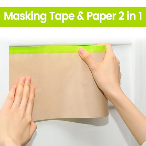 ADHES Pre Taped Masking Paper for Painting 24in x 50ft x 3rolls