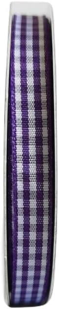 Micomon Dark Purple and White Woven Edge Plaid Ribbon 100% Polyester Gingham Ribbon 25 Yards Each Roll (3/8",Grape) - Crafty Corner