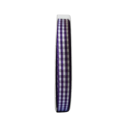 Dark Purple and White Woven Edge Plaid Ribbon 100% Polyester Gingham Ribbon 25 Yards Each Roll (75 Foot)