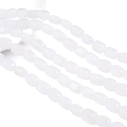 Natural White Agate Cuboid Stone Loose Semi Gemstone Beads for Jewelry Making 8mmx12mm 38cm/Strand
