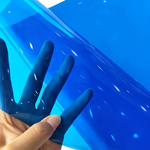 HYANG Blue Transparent PVC Super Clear Holographic Vinyl Faux Leather Sheets 1 Roll 12" x 47"