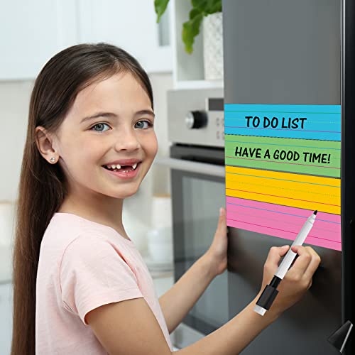 12 Pieces Large Magnetic Sentence Strips 3 x 36 inch Dry Erase Sentence Strips Jumbo Multicolor Magnetic Handwriting Paper with Lines for Teacher Whiteboard Classroom School Supplies