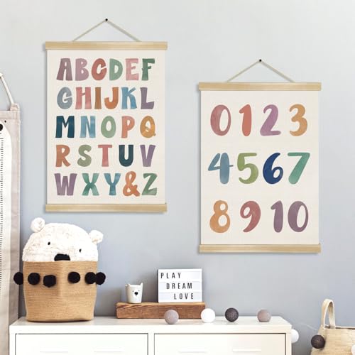 Alphabet and Number Wall Art Poster Set of 2 (2 Count)