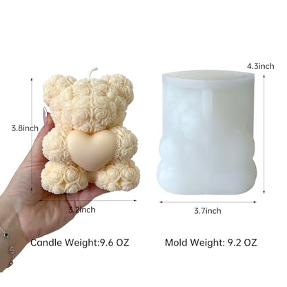Extra Large Rose Bear Candle Mold