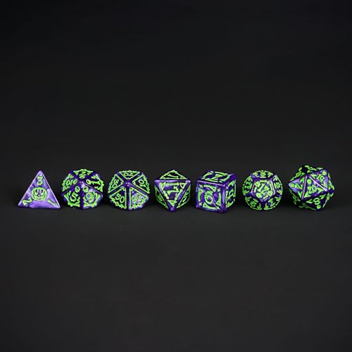 7 Die DND Dice Set Scary Pattern Polyhedral Dice Set with Dice Bag (7 Count)