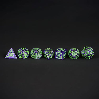 7 Die DND Dice Set Scary Pattern Polyhedral Dice Set with Dice Bag (7 Count)
