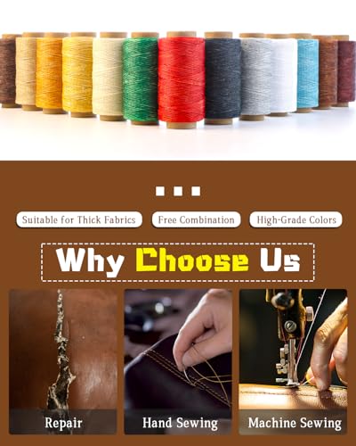 218 Yards Upholstery Thread Heavy Duty Waxed Leather Thread Sewing Kit (9 Count)