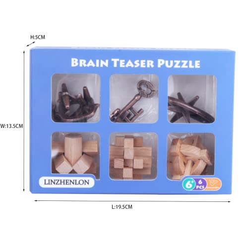 Brain Teaser Puzzle for Adults Puzzles Metal Hole Lock Adult Educational Toy Jigsaw IQ Puzzle（6 Pack） (6 Count)