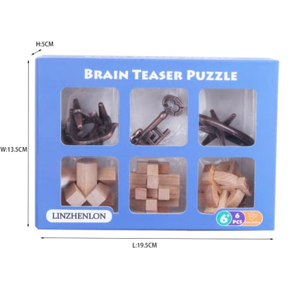 Brain Teaser Puzzle for Adults Puzzles Metal Hole Lock Adult Educational Toy Jigsaw IQ Puzzle（6 Pack） (6 Count)