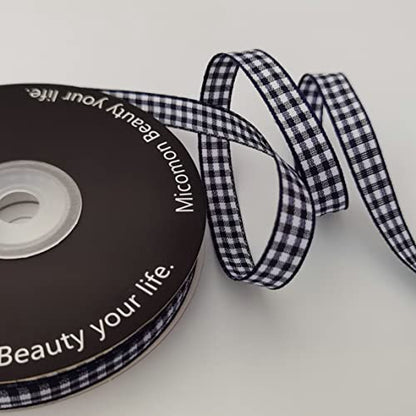 Blue Gingham Woven Edge Ribbon 25 Yards Per Spool (75 Foot)