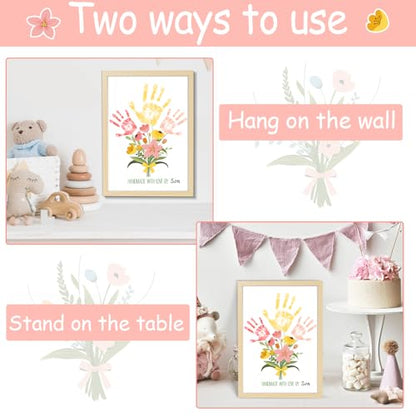Flower Bouquet Handprint Art Craft DIY Kit Mother's Day Gifts from Daughter or Son Children Adults Handprint Keepsake for Mom Grandma Birthday Gifts Christmas (8 Count)